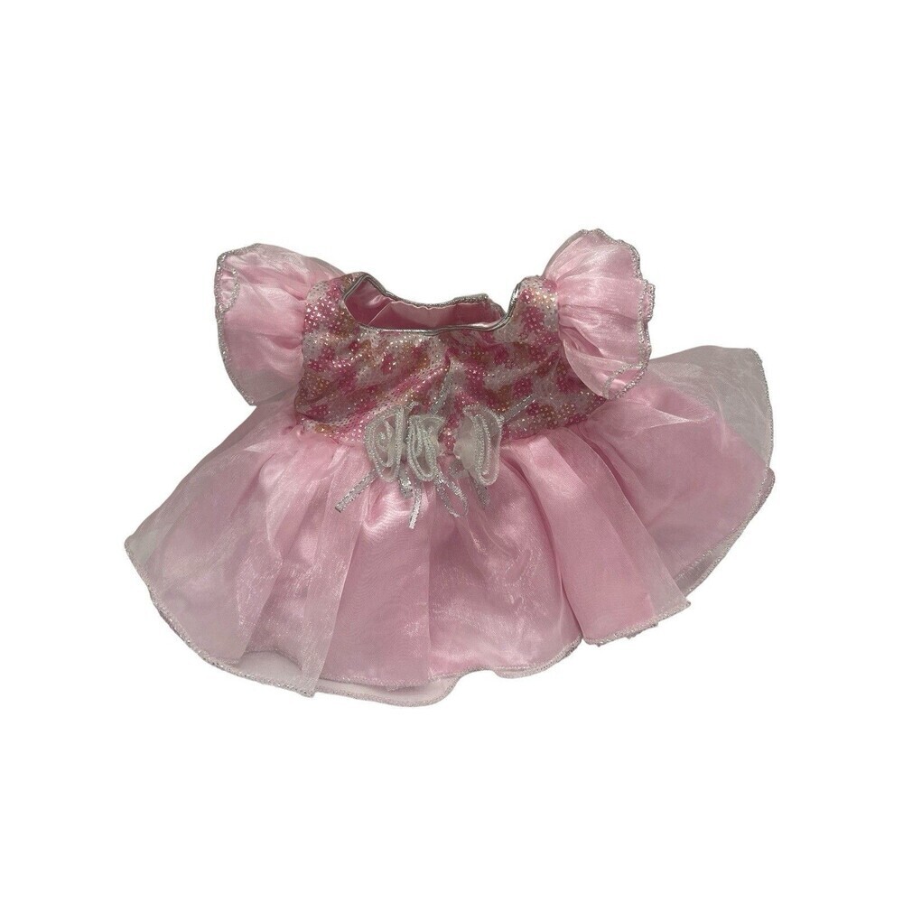 Build A Bear Ballerina Tutu Dress Pink Silver Sparkle Ages 3 and Up